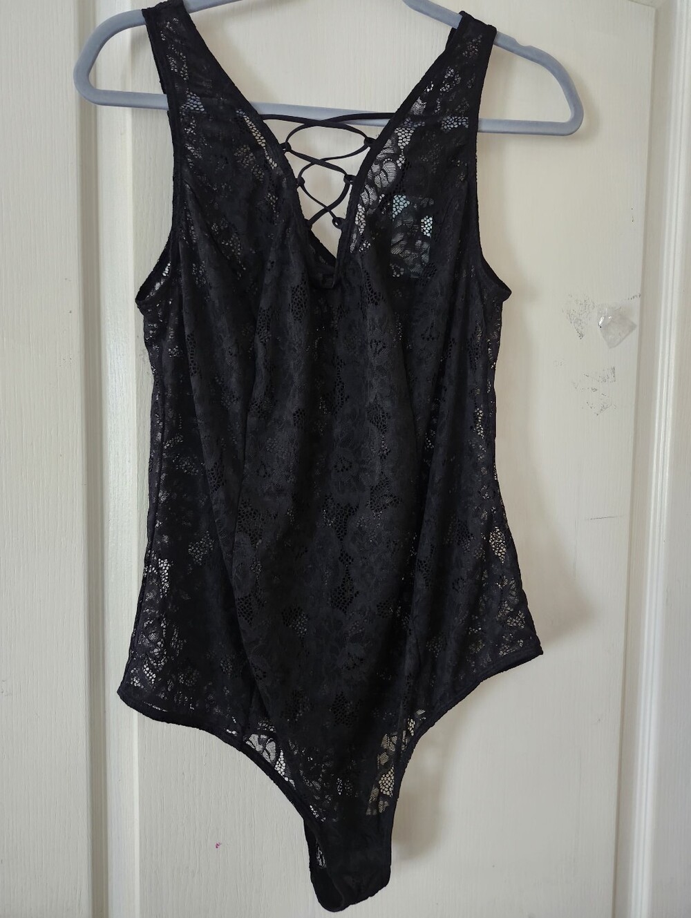 Torrid Size 2 Black Lace One-Piece Snap Closure Bodysuit.
